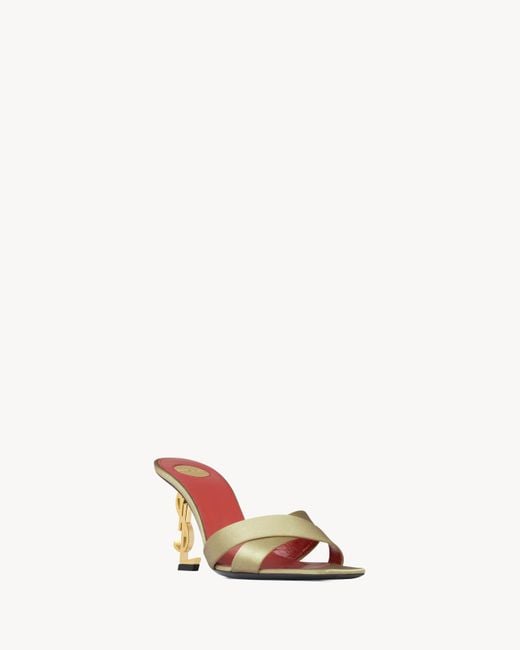 Saint Laurent Metallic Opyum Open Toe Mules