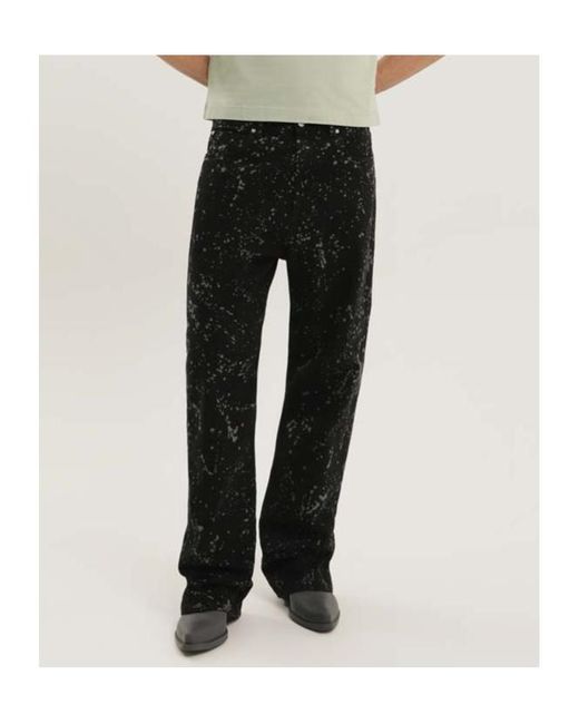 1989 STUDIO Black Paint-Splatter Wide-Leg Jeans for men