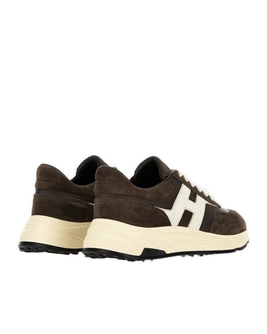 Hogan Black Coffee Leather Sneakers With Memory Foam Insole for men