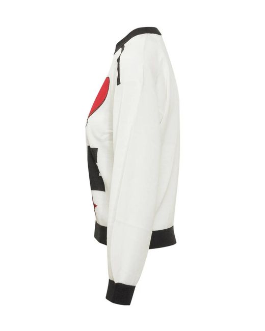 Moschino Red Round Collar Logo Sweater