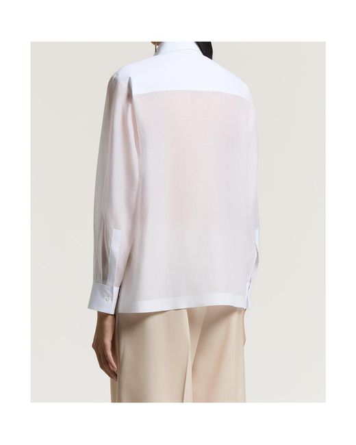 Peserico White Long-Sleeved Sheer Shirt