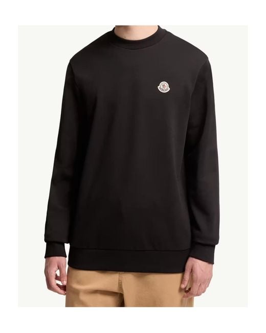 Moncler Black Logo Patch Crewneck Sweatshirt for men