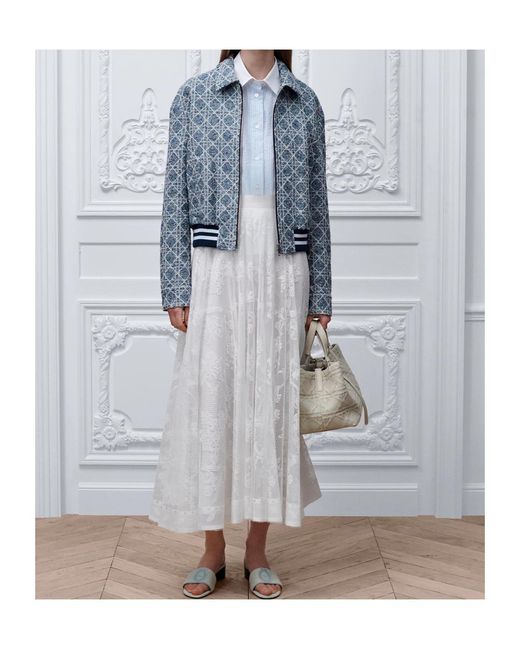 Dior White Iviera Mid-Length Flared Skirt