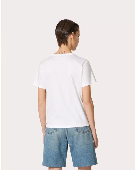Valentino White Vlogo Plaque Crewneck T-Shirt