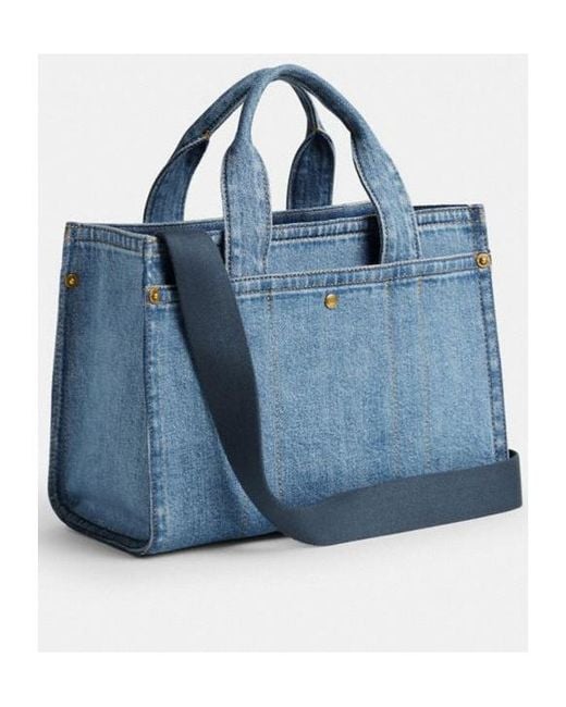 COACH Blue Cargo Logo Embroidered Tote Bag