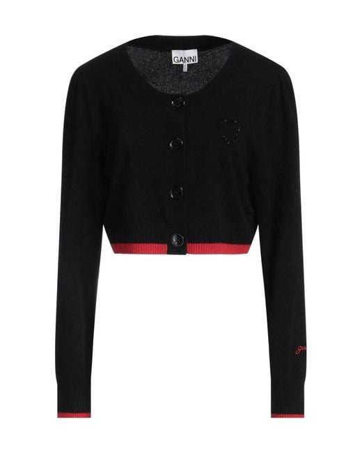 Ganni Black Plain Colour Cardigan