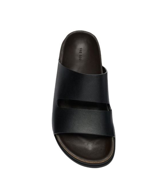 The Row Black Leather Band Sandals