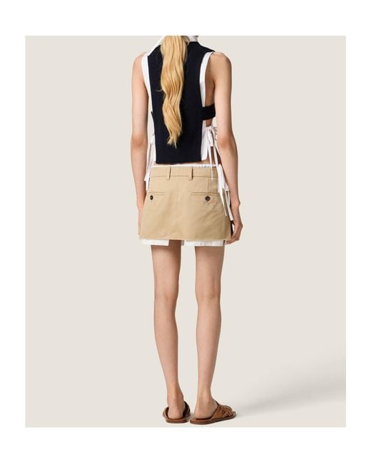 Miu Miu Natural Pleated Mini Skirt