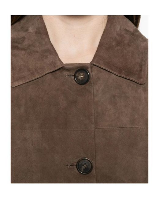 Max Mara Brown Long-Sleeve Leather Jacket