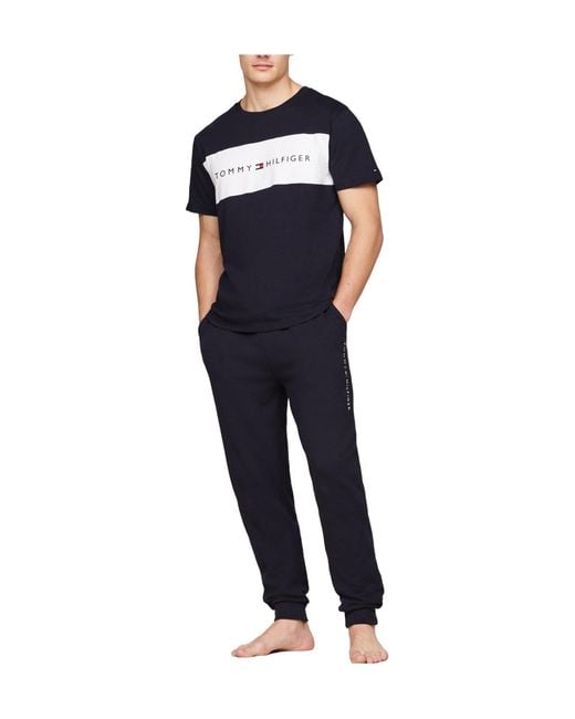 Tommy Hilfiger Blue Cotton Panel T-Shirt for men