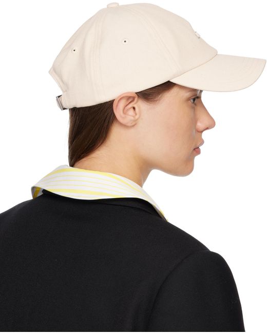 Jacquemus White Logo Plaque Curved Peak Cap for men