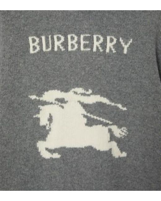 Burberry Gray Ekd Intarsia-Knit Drawstring Hoodie for men