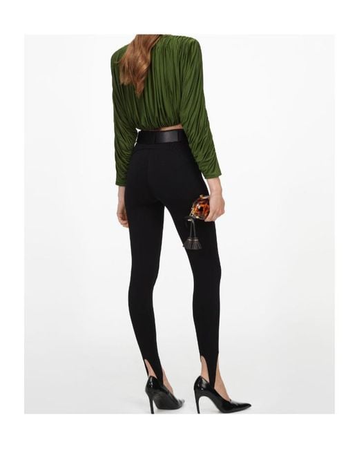 Self-Portrait Green Jersey Gathered Top