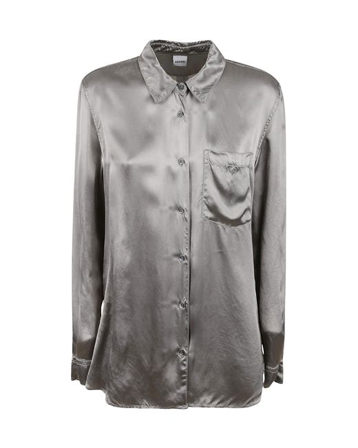 Aspesi Gray Button-Down Long-Sleeved Shirt
