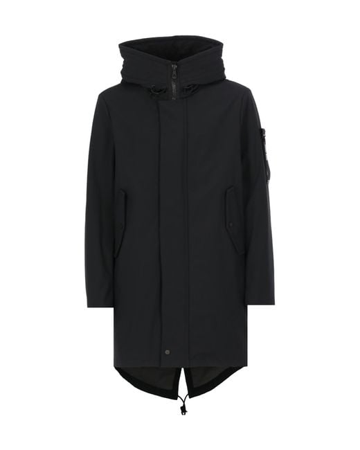 Peuterey Black Logo Patch Hooded Coat for men