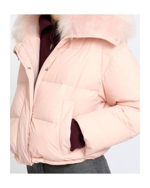 Yves Salomon Pink Shearling-Trim Down Jacket