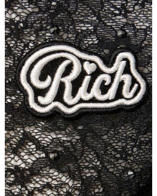 Alessandra Rich Gray Long-Sleeved Lace Top