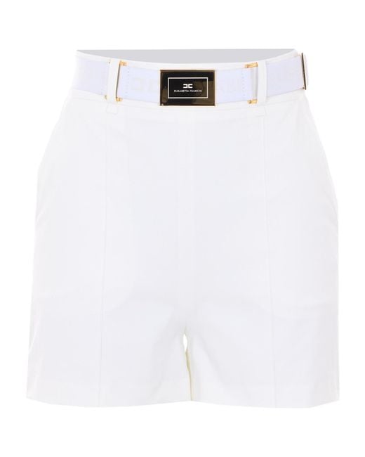 Elisabetta Franchi White Belt Shorts
