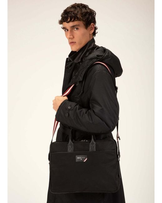 Bally Black Faldy Logo Patch Briefcase Bag for men