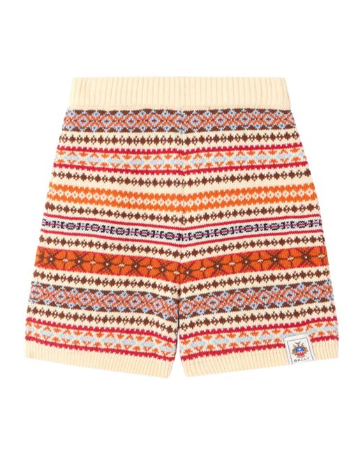 Bally Red Jacquard Knit Wool Shorts