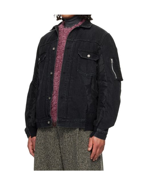 Sacai Gray Collared Denim Jacket for men
