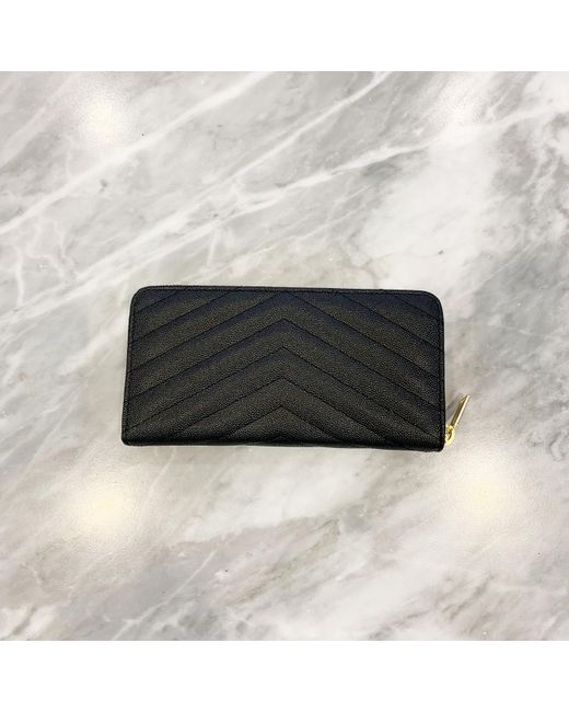 Saint Laurent Black Cassandre Matelassé Wallet