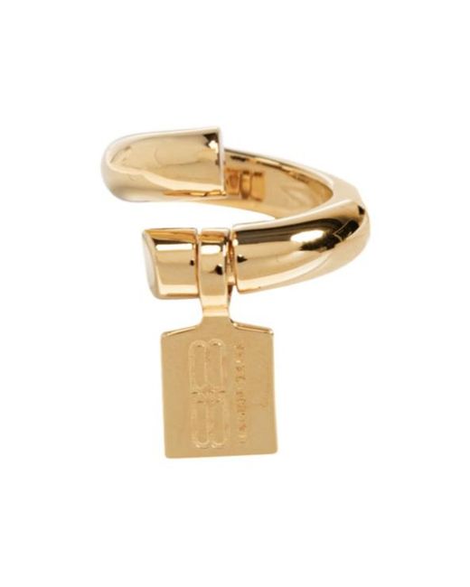 Balenciaga Metallic Logo Engraved Ring