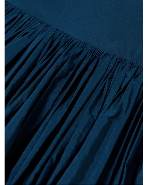 Molly Goddard Blue Shirred Taffeta Midi Dress