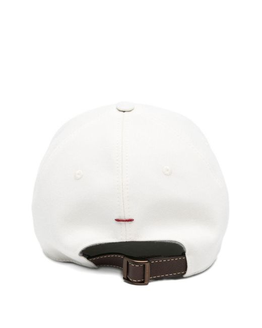 Brunello Cucinelli White Embroidered-Logo Baseball Cap for men
