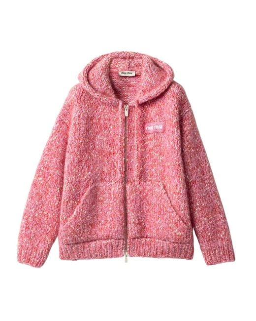 Miu Miu Pink Zippered Cardigan Sweater