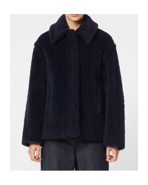 Max Mara Blue Fuggito Button-Up Coat