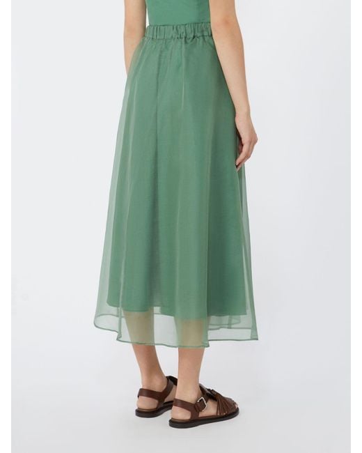 Weekend by Maxmara Green Silk Organza Maxi Skirt With Removable Petticoat