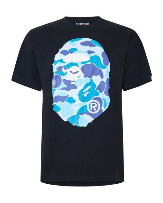A Bathing Ape Blue Printed Short-Sleeved T-Shirt for men