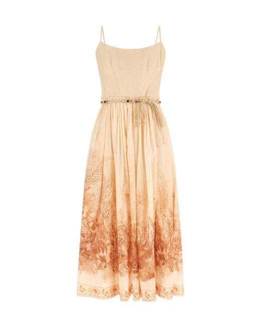 Zimmermann Natural Wanderlust Corset Midi Dress