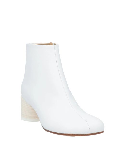 MM6 by Maison Margiela White Block-Heel Ankle Boots