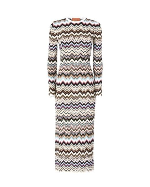 Missoni White Zig Zag Motif Long Dress