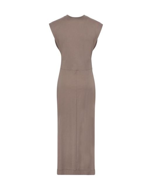 J.W. Anderson Brown Asymmetric-Sleeves Slit Dress