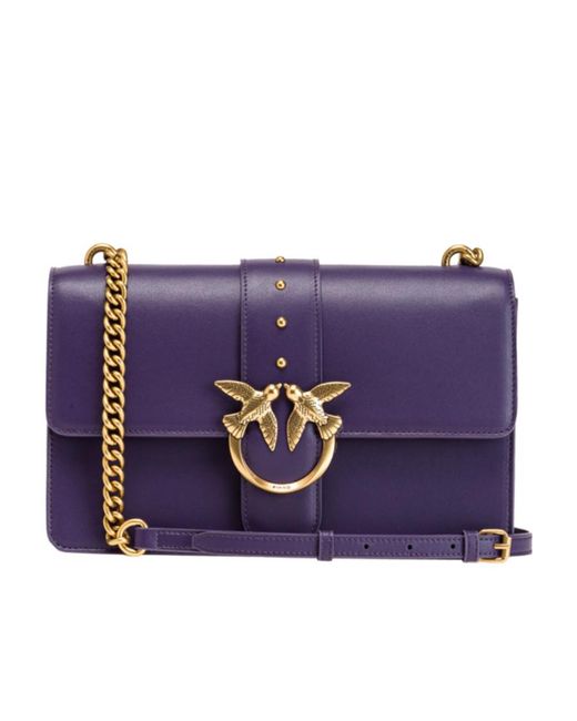 Pinko Blue Love One Classic Chain-Linked Crossbody Bag