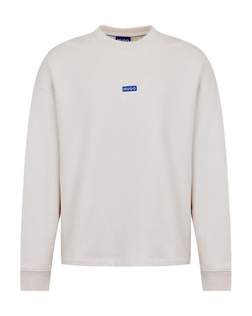 Boss White Solid Color Cotton Sweatshirt for men