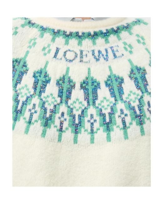 Loewe Blue Fair Isle Pattern Crewneck Jumper