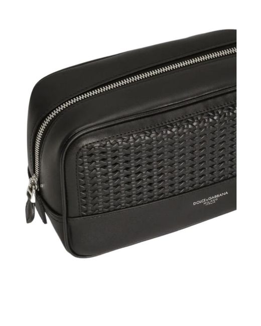 Dolce & Gabbana Black Woven Beauty Case for men