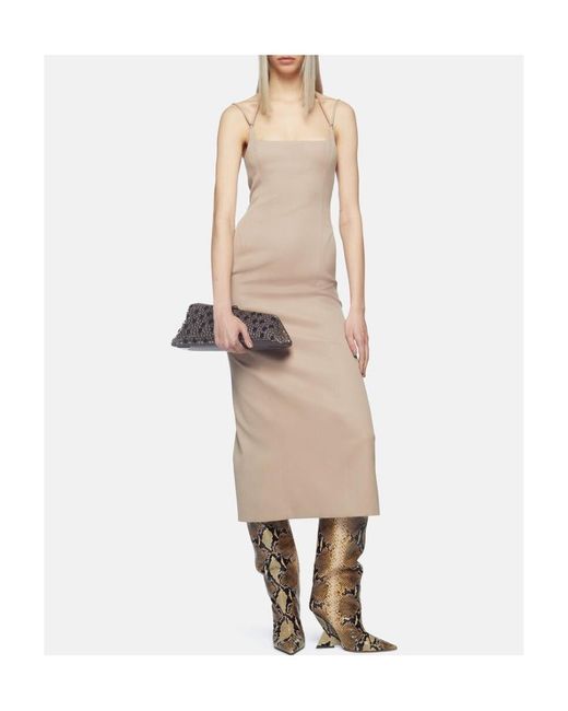 The Attico Natural The Gabardine Square Neck Midi Dress