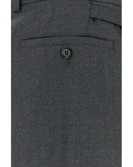AMI Gray Pleated Wide Leg Pants for men