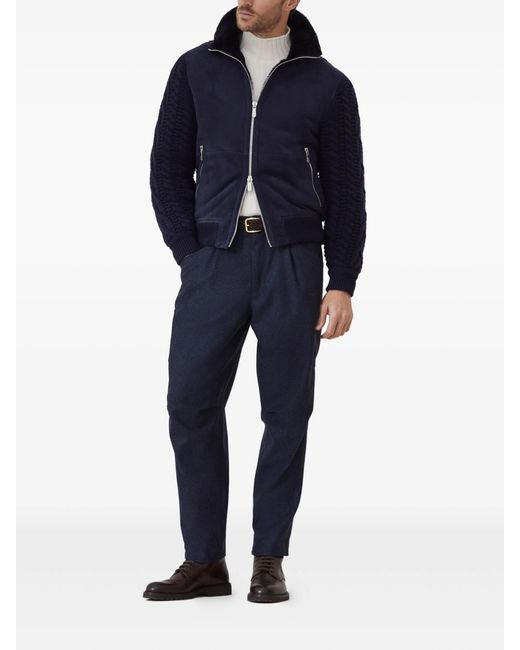 Brunello Cucinelli Blue Leather Jackets for men