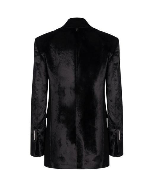 Dondup Black Velvet Peak-Lapel Blazer