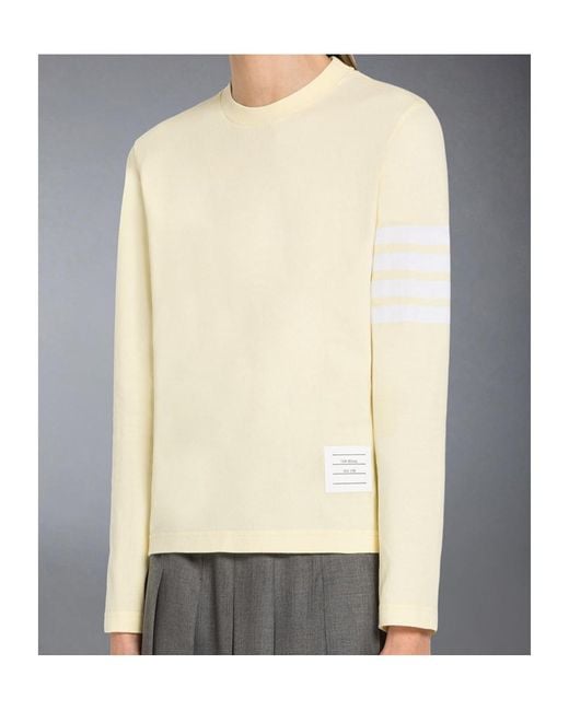 Thom Browne Natural Round Neck Long-Sleeved T-Shirt