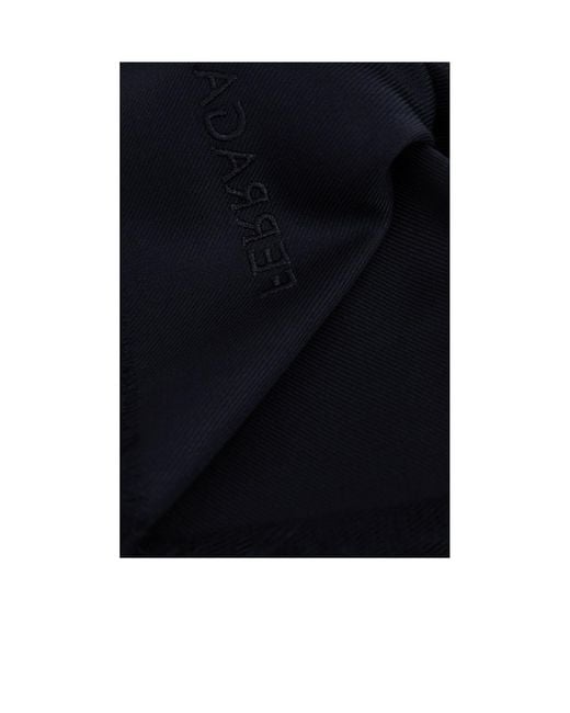 Ferragamo Black Logo Embroidered Frayed-Edge Scarf for men
