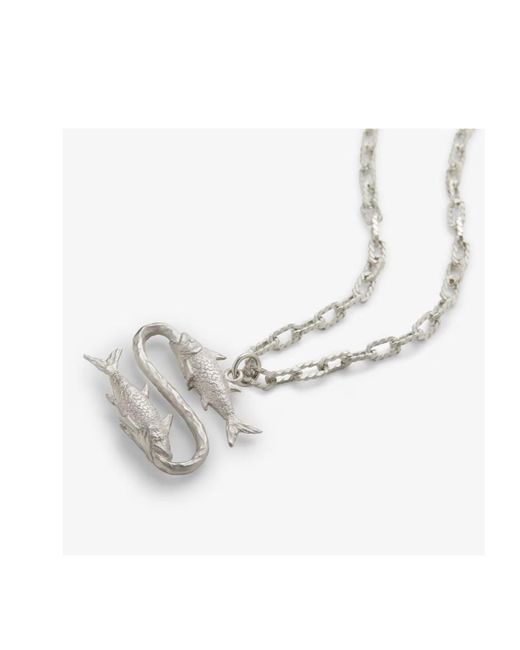 Fendi White Zodiac Pisces Necklace