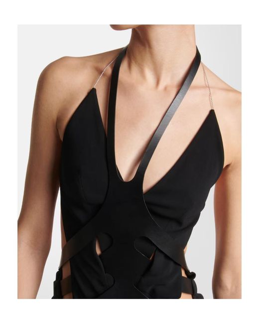 Dion Lee Black Openwork Trimed Neckline Evening Gown