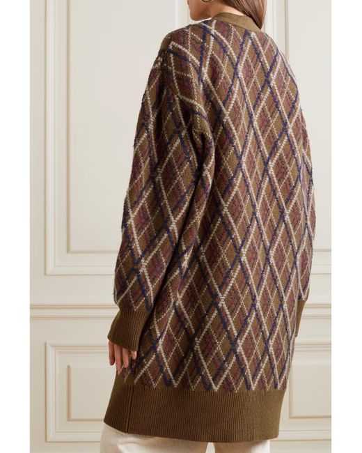 Nili Lotan Brown Diamond Pattern Knit Sweater